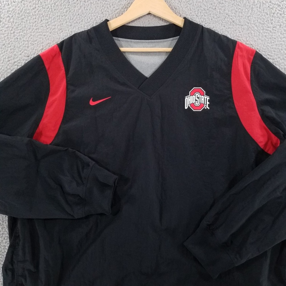 Ohio State Buckeyes Nike Reversible Jacket Mens XL Black Pullover Windbreaker